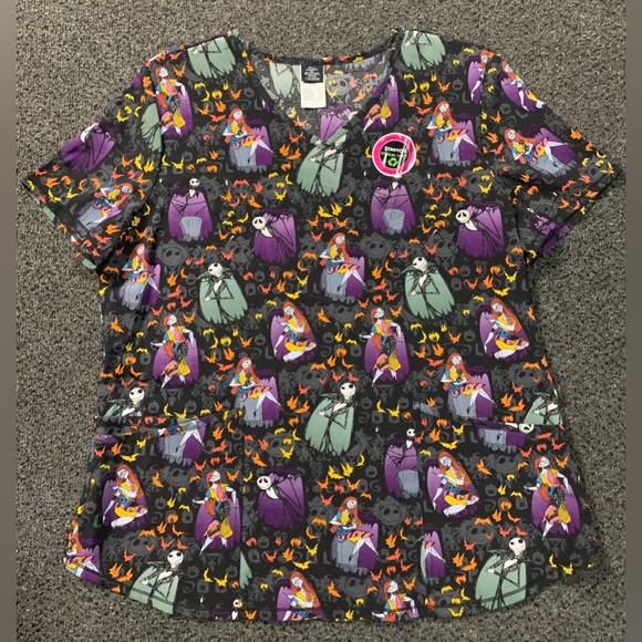 Nightmare Before Christmas Halloween Themed Scrub Top - Picture 1 of 1